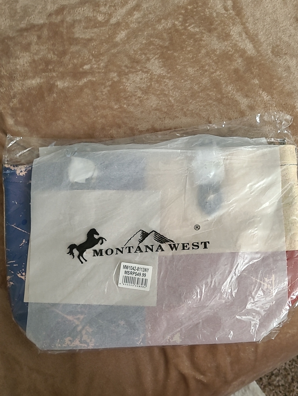 Montana West Colorblock Tote with Blue, Pink and Tan Panels